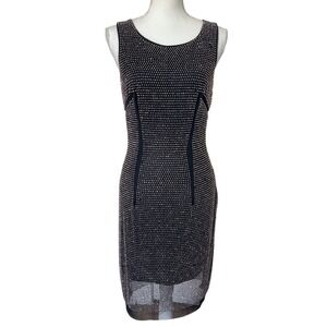 Vintage Cache embellished studded mesh‎ bodycon Y2K black cocktail dress SZ: M